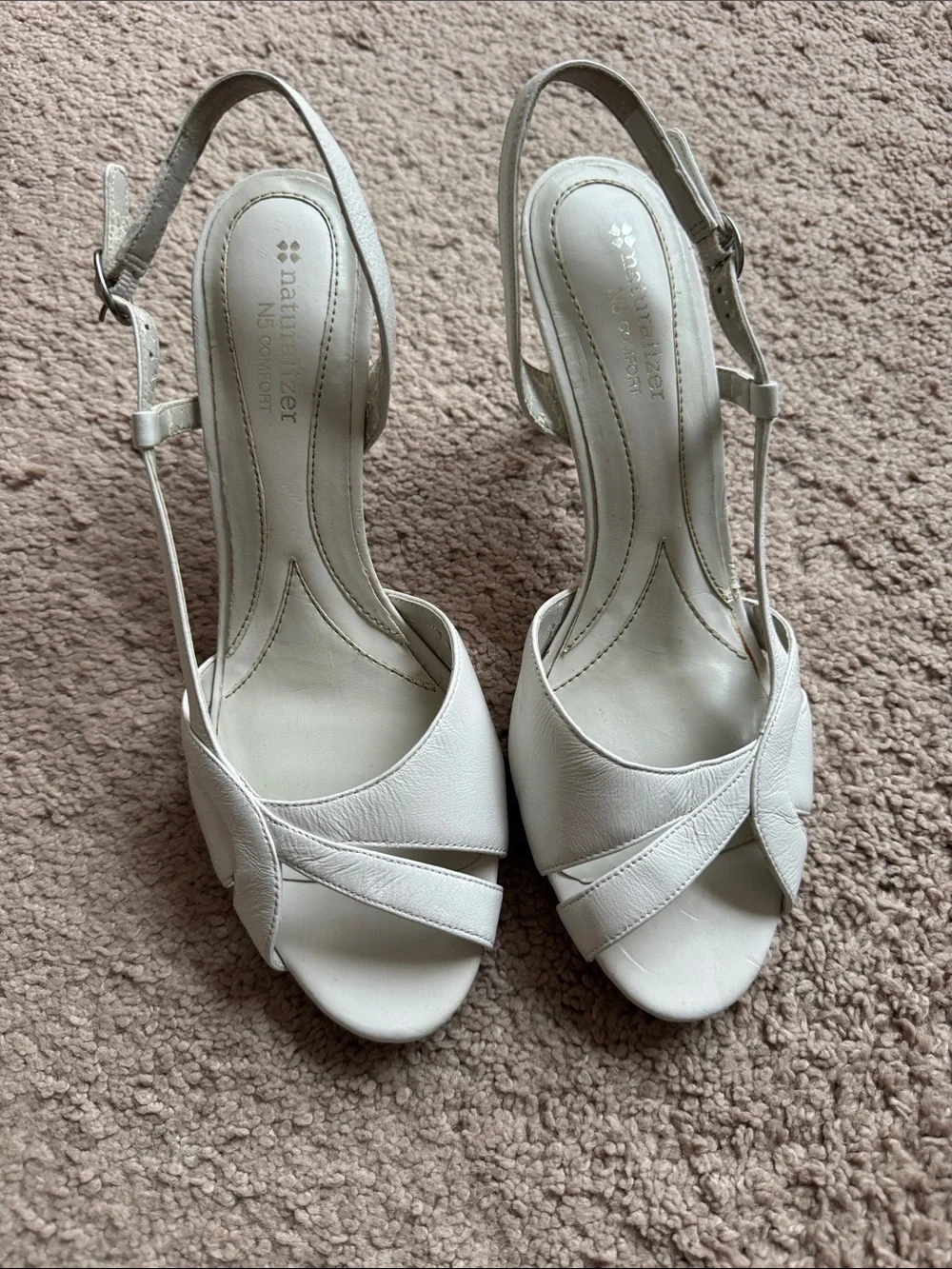 Naturalizer Ivory Leather Slingback Heels